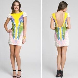 Tibi cap sleeve multi color dress size 0